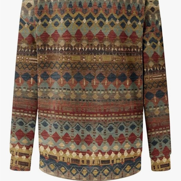 Geometric Patterned Zip-Up Sweater - Picture 7 of 10